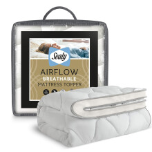Sealy Airflow Mattress Topper - Mesh Sides Prevents Overheating - Extra Deep Topper Filled with Down-Like Fibadown Fibres for Comfort - Elasticated
