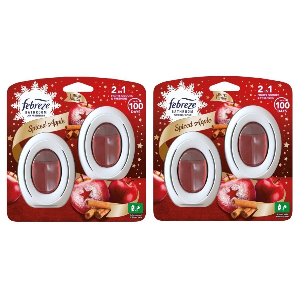 Glade 4 X 7.5Ml Febreze Bathroom Air Freshener - Spiced Apple