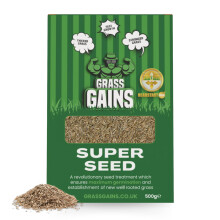 Grass Gains Lawn Seed 500g ? Premium Grass Seeds Fast Growing for Patch Magic Lawn Repair, Shady Areas, Pet and Child-Friendly Gardens ? Organic Grass