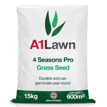 A1 Lawn, 4 Seasons Pro Grass Seed - Durable, Hard-Wearing, Sports Quality Lawn Seed with Year-Round Germination, DEFRA Approved, 15kg