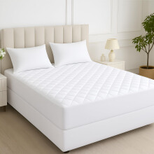 4ft Small Double Mattress Protector Hotel Quality - Extra Deep 40cm Elasticated Skirt ? Anti Allergy 100% Egyptian Cotton Fitted Quilted Mattress
