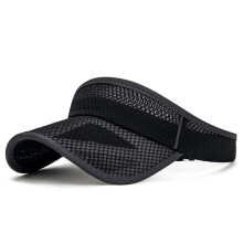 (One Size, Black) Sport Visor Hat for Women and Men Wide Brim Summer Sun Protection Empty Top Sweatband Mesh Beach Cap