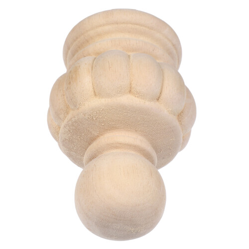 2Pcs Beige Wood Finial Pineapple Post Cap Decorative Staircase Craft 2