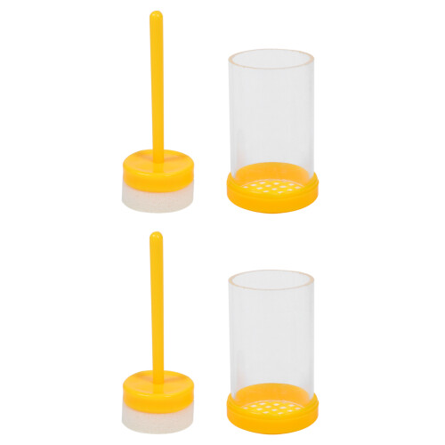 4Sets Practical Yellow Plastic Bee Marking Bottles for Beekeeping 1