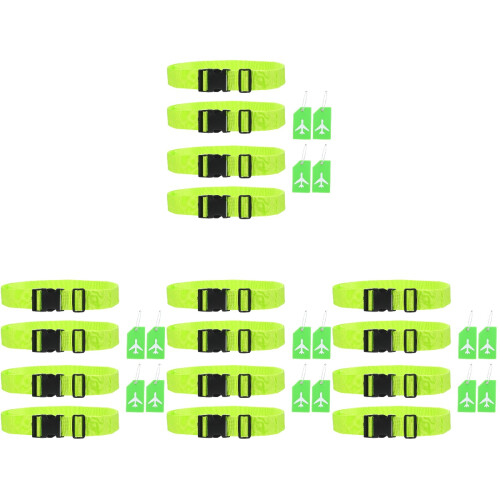 4Sets Multi-Purpose Light Green Suitcase Strap Set with Durable Tags 1