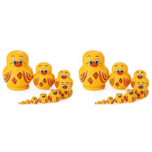 20 Pcs Wooden Yellow Duck Handmade Russian Nesting Dolls Toys, Cute Lovely Animal Matryoshka Stacking Dolls Home Decor