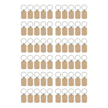 60 Pack Blank Wooden Key Chain Unfinished Wood Pendant Blanks with Keyrings for EDC Tags DIY Key Supplies