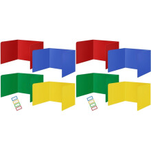 8er-Pack Farbenfrohe Sichtschutzfolien für Schülertische - Löschbarer Kunststoff - Prüfungsteiler für das Klassenzimmer - Leicht zu Reinigen