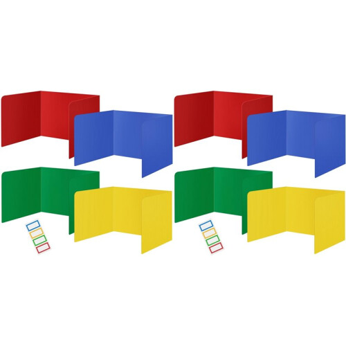 8 Pack Colorful Privacy Floders for Student Desks - Plastic Erasable - Testing Dividers for Classroom - Easy Clean