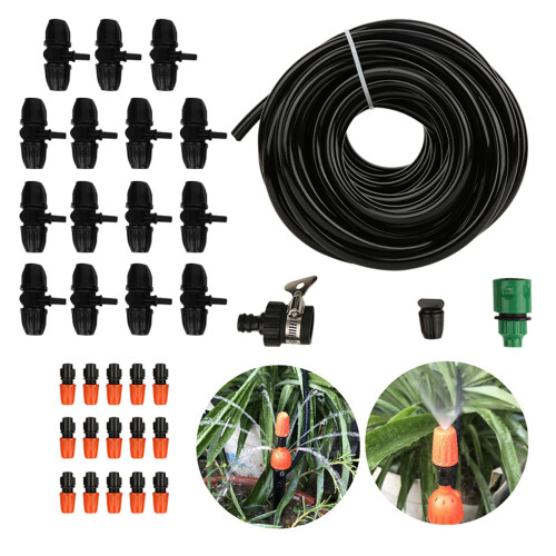 15m/49.2ft 8/11 Hose Atomizing Nozzle Connector Automatic Spraying Drip Irrigation Watering Kit 1