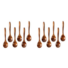 12PCS Wooden Spoons, 6.5 Inch Small Wooden Spoons - Perfect for Soup,Eating,Scooping Jars&Canisters-Kitchen Utensils Set