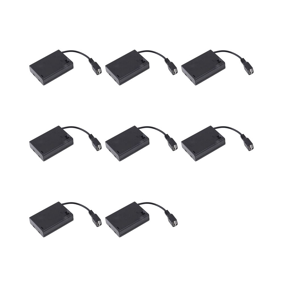 8Pcs 3Xaa Battery Case With Cover And Connected To Usb Female Connector Usb Female Socket Battery Holder Light/Black 6031967750688