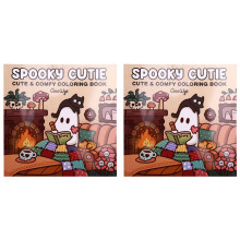 2X Spooky Cute Coloring Book for Adults & Teens Featuring Adorable Creepy Creatures in Cozy Hygge Moments for Relax