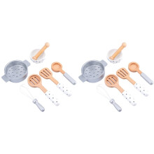 2X Jouets de Cuisine pour Enfants Bricolage Cuisson Semblant Simulation Jouets de Cuisine en Bois pour Enfants Ensemble de Jouets - Outils de