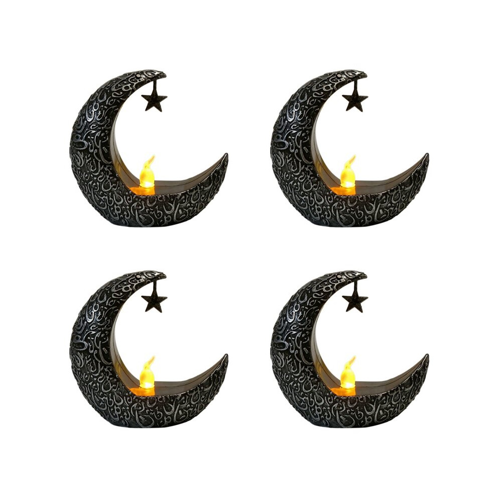 Semoic 4X Starry Moon Candlestick Ramadan Festival Home Decoration Wind Party Lantern Candle Electronic Desktop Lamp Fashion D