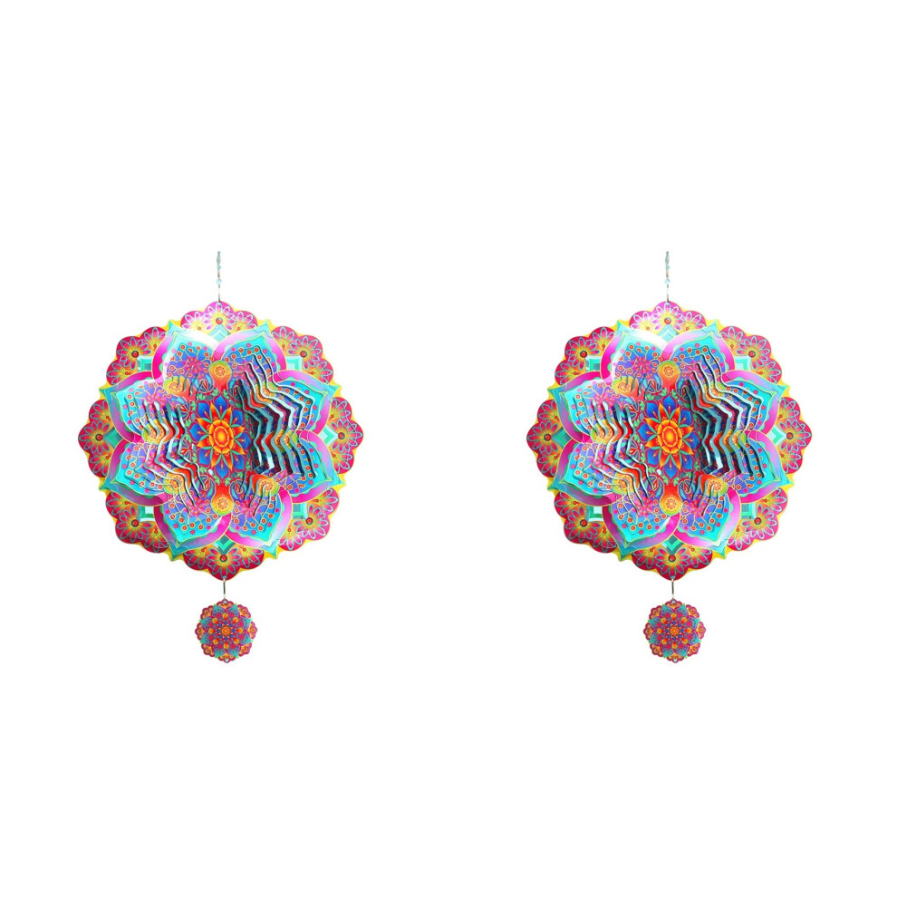 2X Mandala Wind Spinner Metal 3D Rotating Windchimes Luxury Art Garden Hanging Outdoor Decoration Wind Spinners 4713060441701