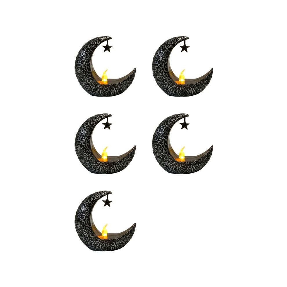 Semoic 5X Starry Moon Candlestick Ramadan Festival Home Decoration Wind Party Lantern Candle Electronic Desktop Lamp Fashion D