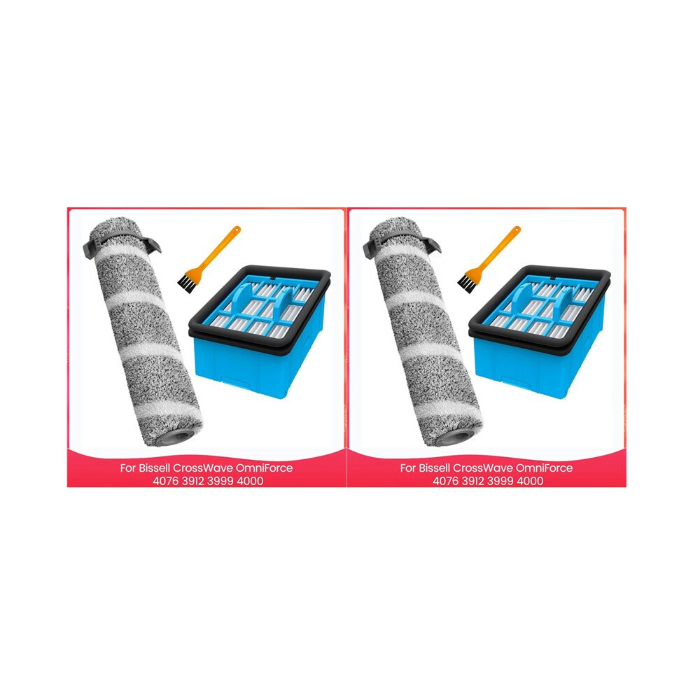 2X Brush Roller And Hepa Filter Kit For Crosswave Omniforce 4076 3912 3999 4000 Vacuum Parts Replacement Kit 4713751699916