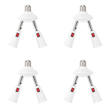 4X Regulowany O 360 Stopni - 2 w 1 Adapter Gniazda Rozdzielacza E27. Standardowy Adapter Gniazda Żarówki LED E27