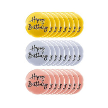 24pcs Acrylic Cake Toppers Mirror Cake Disc Mini Round Engraved Cupcake Topper for Diy Cupcake Deco