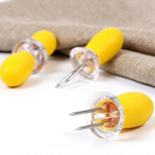 8 pices - jaune fourchette mas avec 2 dents en acier inoxydable, antirouille - brochettes de mas rutilisables - aide plucher les pommes de terre