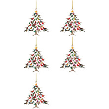 5X Adorno Navideño de Colibrí, Colibríes Coloridos, Adornos Colgantes para Árbol, Colgante con Forma de Árbol de Navidad.