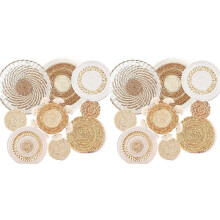 18 Pack Boho Wall Basket Set, Hanging Woven Wall Basket Decor, Seagrass Rattan Wicker Boho Wall Decor