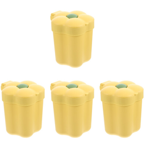 4Pcs Yellow Cute Flower Trash Can Airtight Small Desktop Garbage Bin 1