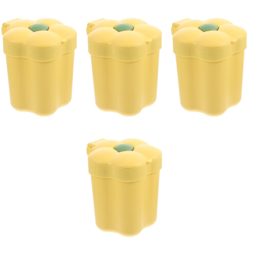 4Pcs Yellow Cute Flower Trash Can Airtight Small Desktop Garbage Bin 2