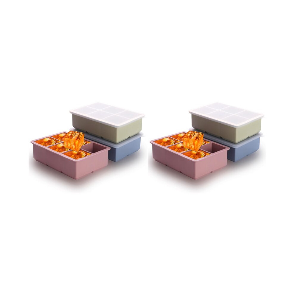 Semoic 1/2 Cup Silicone Freezer Tray With Lid,Silicone Freezer Molds 6-Pack For Meal Prep & Freezing Of Various Sauces Dishes