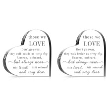 2X Cadeaux de Sympathie Cadeaux Commémoratifs de Deuil Acrylique Coeur Condoléances Souvenir Cadeaux pour la Perte D'un Père Bien-Aimé Mère