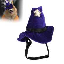 Soft Pet Halloween Wizard Hat with Star Bell, Dense Velvet, 35-40cm