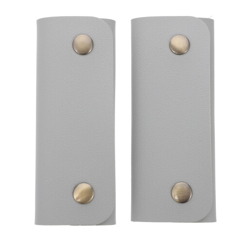 2Pcs Grey PU Leather Handle Wrap for Bags Luggage Durable Replacement 2