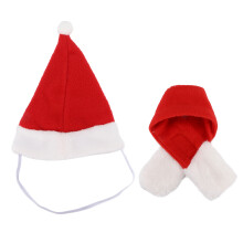 Small Animal Christmas Costume Set Flannel Scarf & Hat for Guinea Pig, Chinchilla