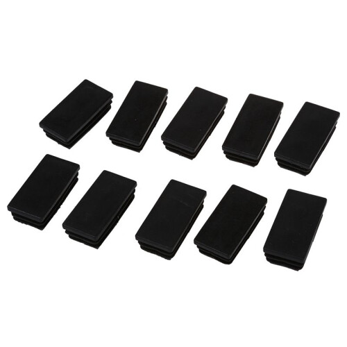 Plastic Rectangle Tube Inserts End Blanking Cap 25x50mm 80 Pcs Black