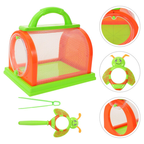 handheld insect cage with magnifying glass and tweezers 2