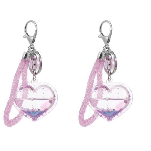 2 Sets Powder Design Heart Key Chain Pendant 1