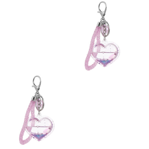 2 Sets Powder Design Heart Key Chain Pendant 2