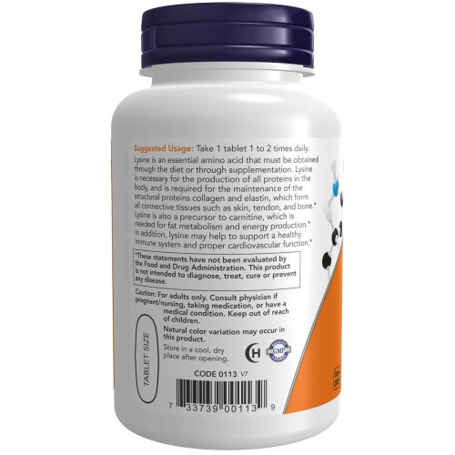 NOW Foods NOW L-Lysine 1000mg 100 Tablets Immune Energy 2
