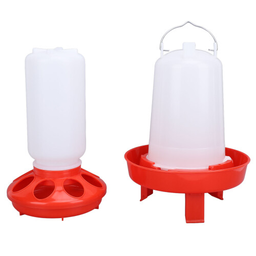 Chick Feeder Large Capacity Plastic Automatic Easy to Clean Chick Waterer for Farm Red 1
