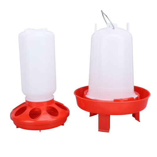 Chick Feeder Large Capacity Plastic Automatic Easy to Clean Chick Waterer for Farm Red 2