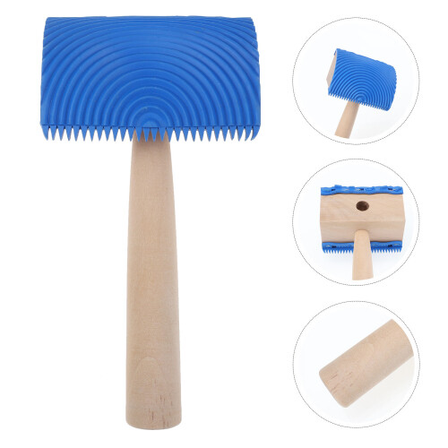 Rubber Wood Grain Tool Blue for Easy Reusable DIY Wall Decoration 2
