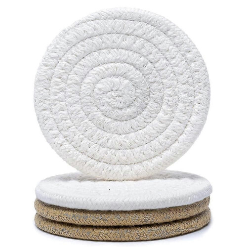 Drink Coaster Absorbent Woven Coaster Set Hand Woven Drink Coaster Desktop Protective Fabric Coaste