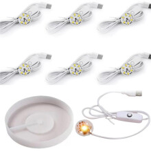 Okrągła Silikonowa Podstawa Ekspozycyjna z 6 Diodami LED do Form z Żywicy Epoksydowej do Lamp, Świecąca Podstawa Lampy, DIY