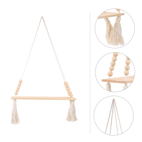 1St Compacte Plantenhanger Van Hout Met Cotton Thread Vlechtwerk 1
