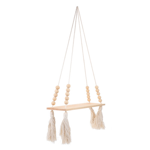 1St Compacte Plantenhanger Van Hout Met Cotton Thread Vlechtwerk 2