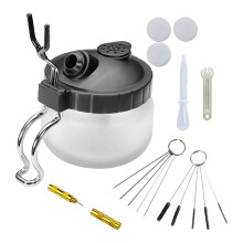 Kit de Limpieza para Aerógrafo: 6 Piezas con Recipiente de Limpieza, Cepillos de Nailon y Agujas de Acero Inoxidable.
