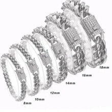 Brățară bărbătească Miami Cuban Link din oțel inoxidabil, 10 mm, 7,5 inci