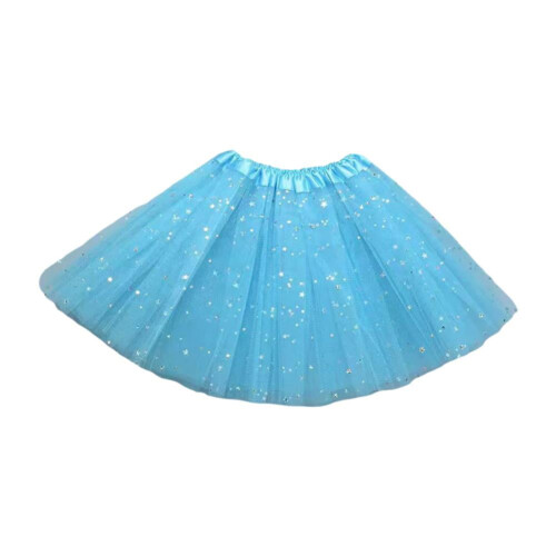 Saia infantil de tule com glitter e estrelas e lua, saia de dança para meninas, saia curta.