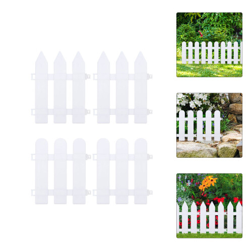 8Pcs White Plastic Garden Fence Decorative Picket Landscape Edging 1